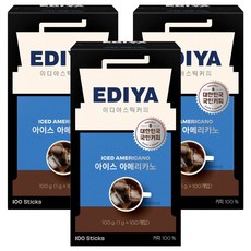 EDIYA COFFEE 冰美式即溶咖啡粉隨身包, 1g, 100條, 3盒