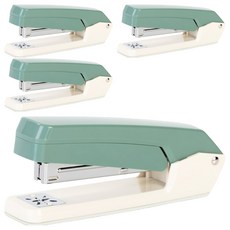 deLi 得力 粉彩雙色旋轉式訂書機 0434, 4個, 綠色