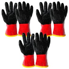 HANWOO PVC塗層刷毛防寒手套 雙手組 黑色, 3套