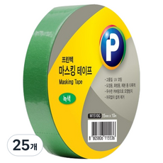 프린텍 마스킹 테이프 15mm, 녹색(M1510G), 25개, 10m