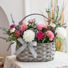 Gagujio假花真愛籃子 粉色, 混合顏色