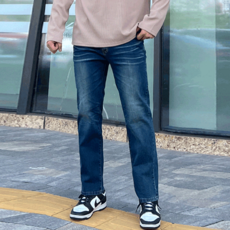 派伊芙拉吉 大尺碼四季貓抓水洗丹寧破壞牛仔褲