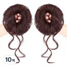 하이유니 트윈 애교 똥머리 밴드 헤어피스, 다크브라운, 10개