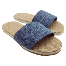 台灣犀利趴 和風系列 棉麻室內家居拖鞋, M (23-24cm) 爵色藍, 1雙
