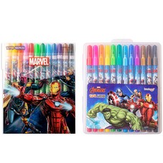 kumhong 復仇者聯盟 12色色鉛筆 + 12色簽字筆套組, 隨機出貨, 1套