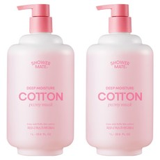 Shower mate 深層保濕棉花沐浴乳 牡丹麝香, 2瓶, 1L