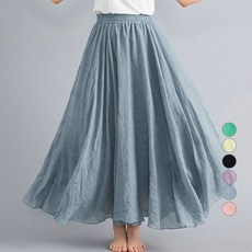 페이퍼먼츠 데일리 캐주얼 루즈핏 허리 밴딩 면 린넨 통기성 스커트 13778