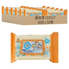 臭味滾 ODOUT 貓咪專用 除臭抑菌濕紙巾, 50張, 36包