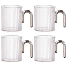 THE ZAKKA 簡約圓弧把手透明漱口杯, 4個, 白色