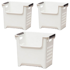 EZLIVING 45公升堆疊式洗衣籃, 3個, 白色