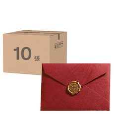 Leadhome 亞麻信封信紙封蠟貼紙組 - 勃根地紅, 10張, 酒紅色