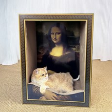PETSMON 貓咪蒙娜麗莎躲貓貓屋抓板, 1個, 混合色