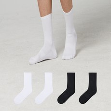 Actifit 日常無痕運動毛圈中筒襪4雙組, 1套, 白色, 白色, 黑色, 黑色