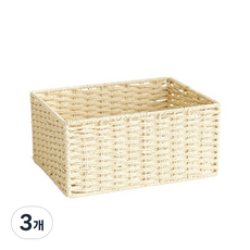 Block Mart 現代藤編收納籃, 米色, 3個