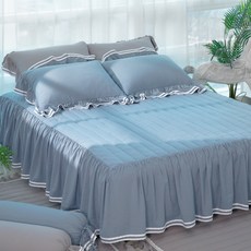 Ryugeumsuk 雙線絲滑護理長荷葉邊床罩