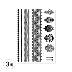 Sondong商會蕾絲A字型紋身貼紙, 黑色, 3個