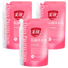 美琪 抗菌沐浴乳補充包 杏桃花與蜂蜜 + Q10, 600ml, 3包