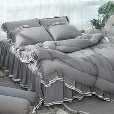 Ryugeumsuk 雙線荷葉邊薄被, 灰色