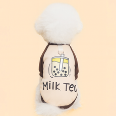 랜보어 반려동물 패스트푸드 극세사 티셔츠, 브라운, 1개