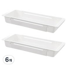 공간활용 스마트 서랍정리 2단 길이조절 수납함, 화이트, 6개