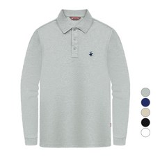 BEVERLY HILLS POLO CLUB 比佛利保羅 男女通用 高級PK棉質小logo長袖POLO衫 CPX0T11, 灰色
