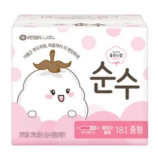 좋은느낌 순수 울트라 슬림 생리대 날개형, 중형, 18개입, 1개