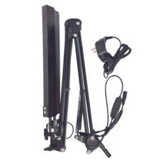 雙頭LED長臂護眼檯燈，黑色，多段調整，三色調光，十段調亮，360°可旋轉燈頭