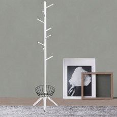 I-Living Assembly 木架衣架+儲物籃套組, 白色(衣架) 黑色(籃子)