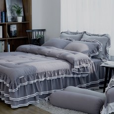Ryugeumsuk 雙線絲滑護理荷葉邊薄被套組