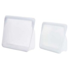 stasher 站站夾鏈袋 雲霧白 大+中 1組 可重複使用 食物保鮮收納, 大 + 中, 2件