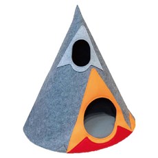 Pets Family 毛氈圓錐型寵物床, 1個, 灰色 + 橘色