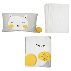 GGUMBI 竹纖維防蟎透氣睡墊 四季恆溫透氣不悶熱 親膚舒適, 睡毯90 x 105cm + 枕頭42 x 24cm + 睡墊80 x 125cm, 綿羊