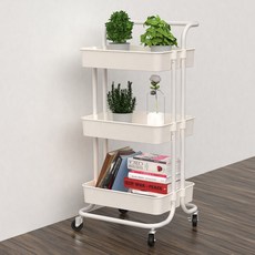 Livens 多功能三層收納推車, 摩登白, 1個