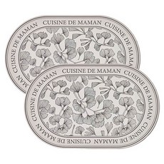 雙面矽膠銀杏葉圖案餐桌墊 2入, 灰色, L