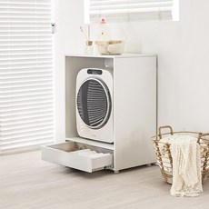 고래가구 멜로망스 E0 미니 건조기 베란다 다용도 선반 수납장 5~6kg 방문설치, 화이트