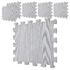 新生活家 耐磨抗污巧拼地墊 6片, 歐風質感木紋, 多種顏色可選, 灰橡木, 1組, 32 x 32 x 1cm