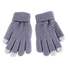 E.City 韓版女款針織菱紋觸控保暖手套 紫色, 22 x 7.8cm