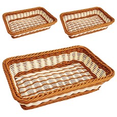 That's That 藤編長方形展示托盤, 駝米色, 3個