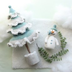 MORIANN 羊毛氈聖誕樹+羊毛氈雪人+迷你地毯+燈串, 混色