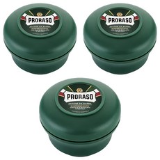 PRORASO 綠標刮鬍皂，含桉樹油和薄荷醇，超級配方, 150ml, 3罐