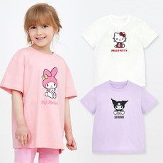 女童款三麗鷗印花5分袖T恤 3件組