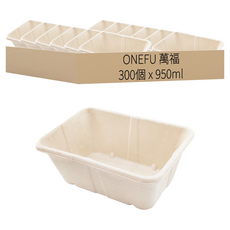 ONEFU 植纖方形餐盒 950ml, 6包, 50個