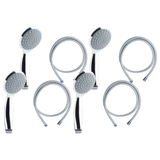 SAMWON COBRA ABC蓮蓬頭+金屬淋浴軟管 1.5m組, 鍍鉻(蓮蓬頭)+銀色(軟管), 4組