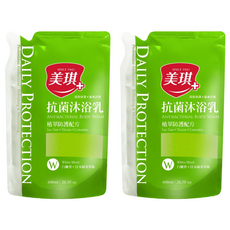 美琪 抗菌沐浴乳補充包, 白麝香+日本綠茶萃取, 植萃防護配方, 600ml, 2包