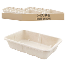 ONEFU 萬福 植纖方形餐盒 500ml, 6包, 50個