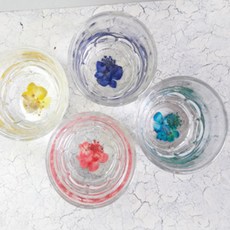 押花燒酒杯 繡球花 4入禮盒, 混合顏色, 1套