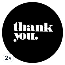 마켓감성 땡큐디자인 장식 라벨 스티커 원형 블랙, 50개입, 2개