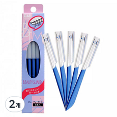 舒適空間 臉部除毛修眉刀 臉部細毛去除用美容刀 5入 135-30-15, 2個, 藍色