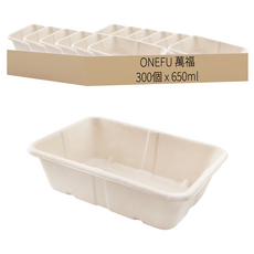 ONEFU 植纖方形餐盒 650ml, 6包, 50個