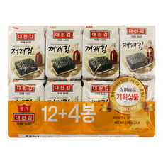 Daechungim 大川 傳統海苔 Set 16入 (12+4包) 40年傳統名品紫菜, 72g, 1袋